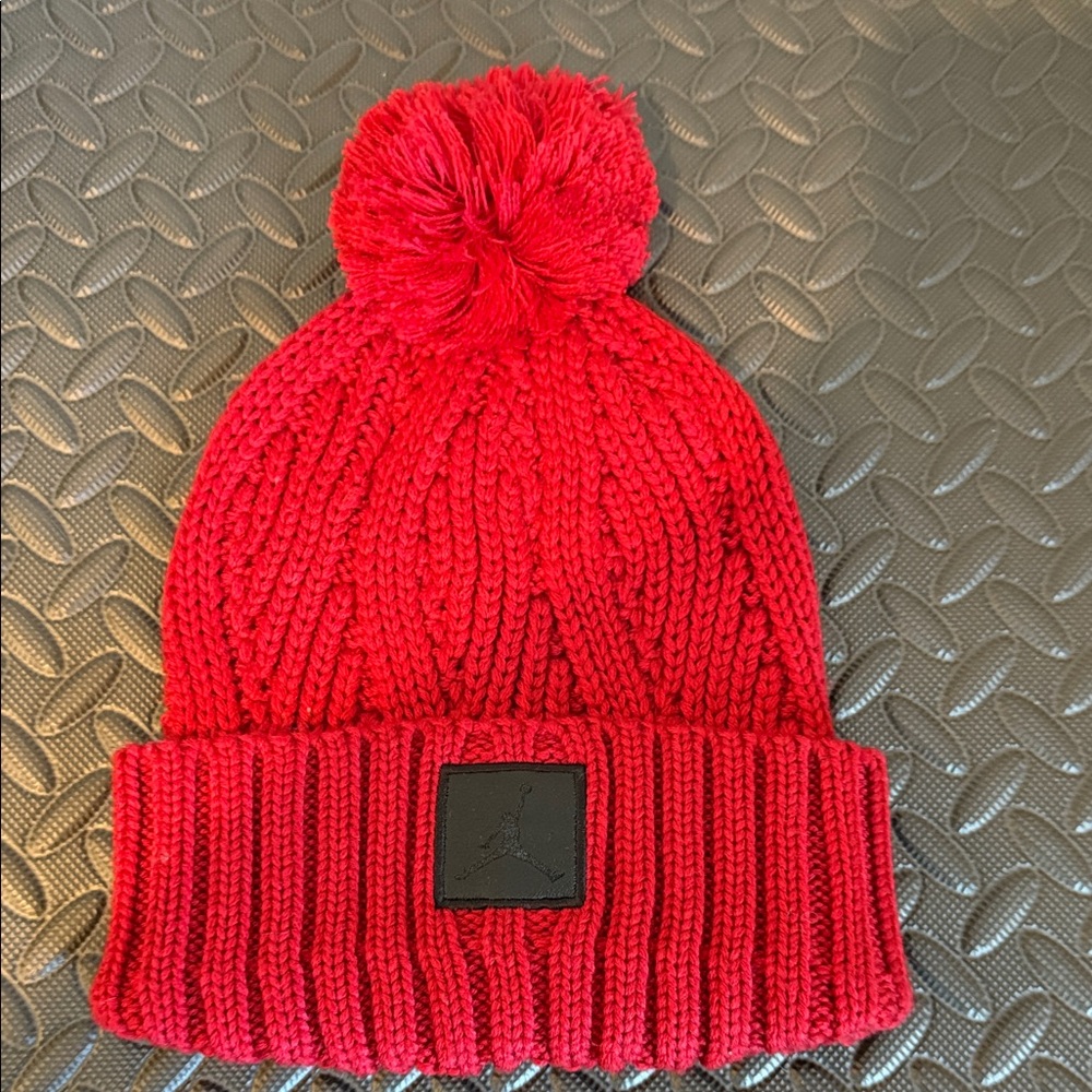 Nike Michael Jordan Red Knit Pom-Pom Beanie